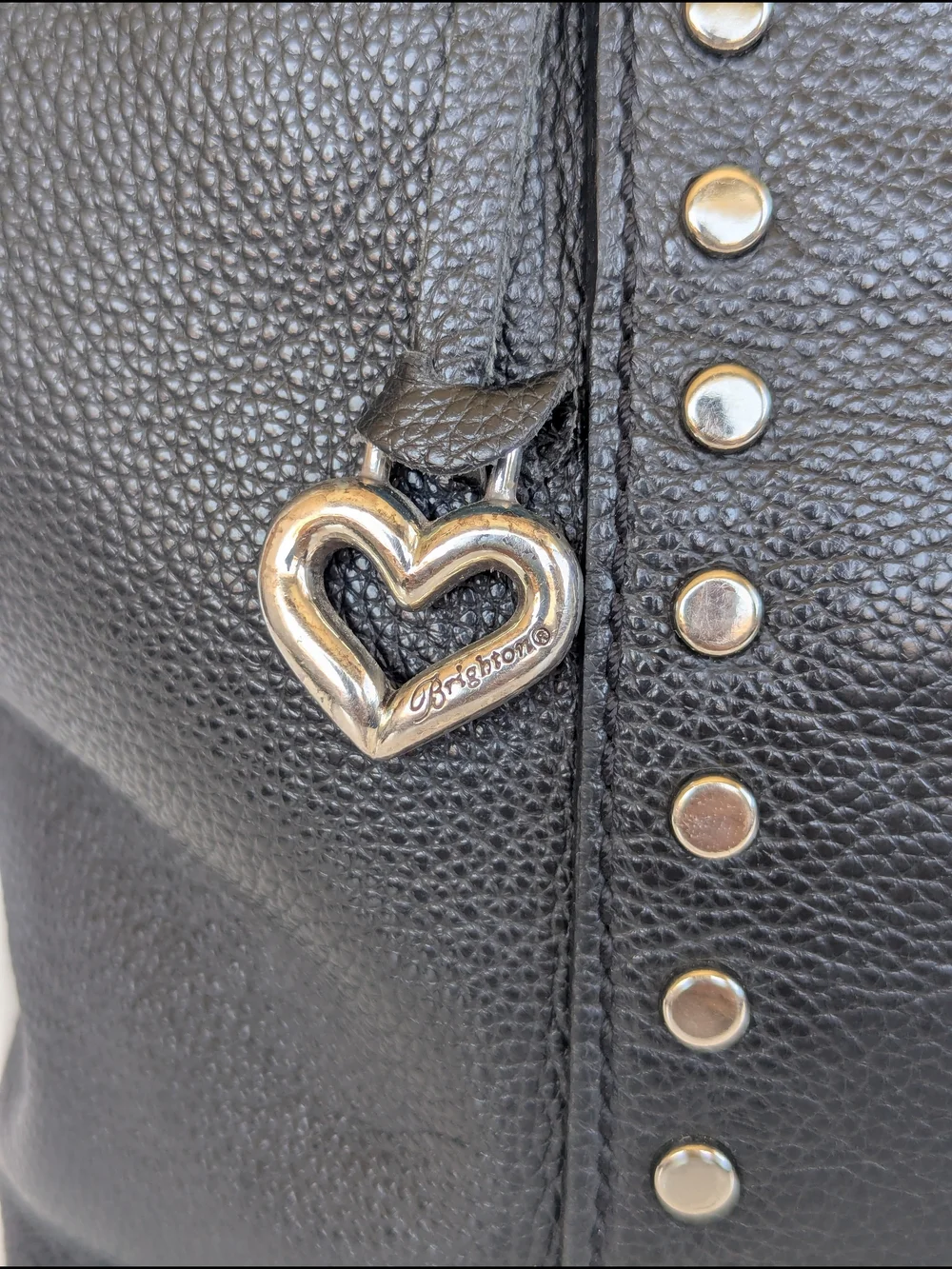 Brighton Black Studded Tote with Heart Charm